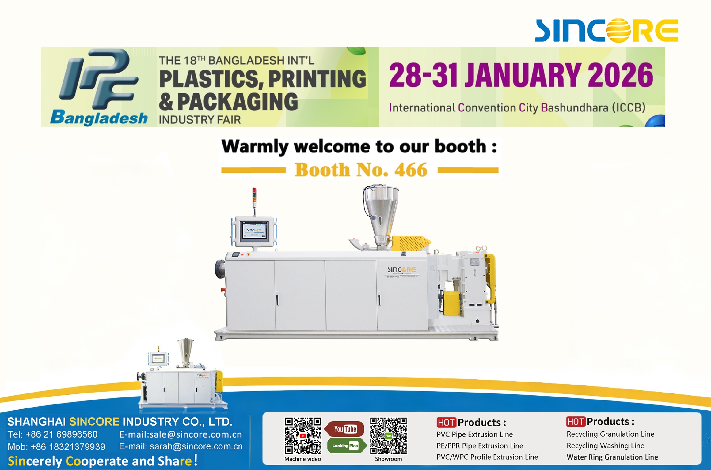 Una calurosa bienvenida a nuestro stand: No. 466 en LA 18.ª FERIA INT'LPLASTICS, PRINTING & PACKAGING DE BANGLADESH 2026 