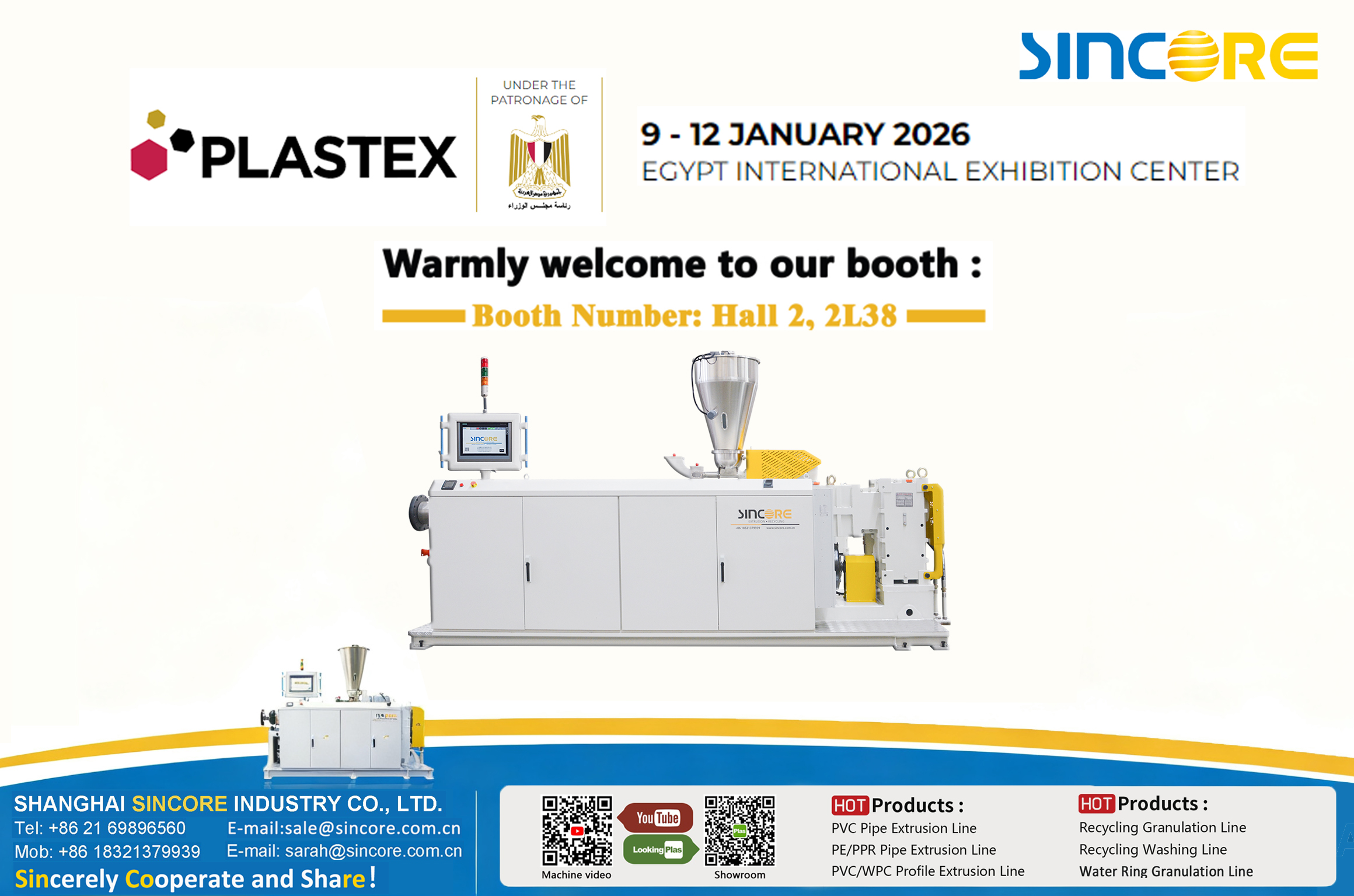 Una calurosa bienvenida a nuestro stand: No. Hall 2, 2L38 2026 en PLASTEX