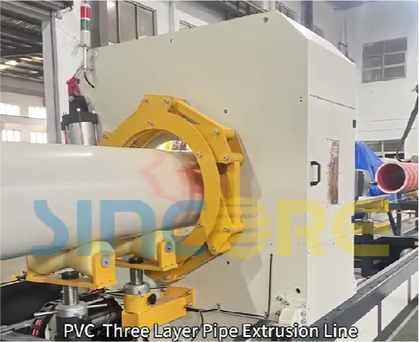 Línea de extrusión de tubos de PVC de tres capas
