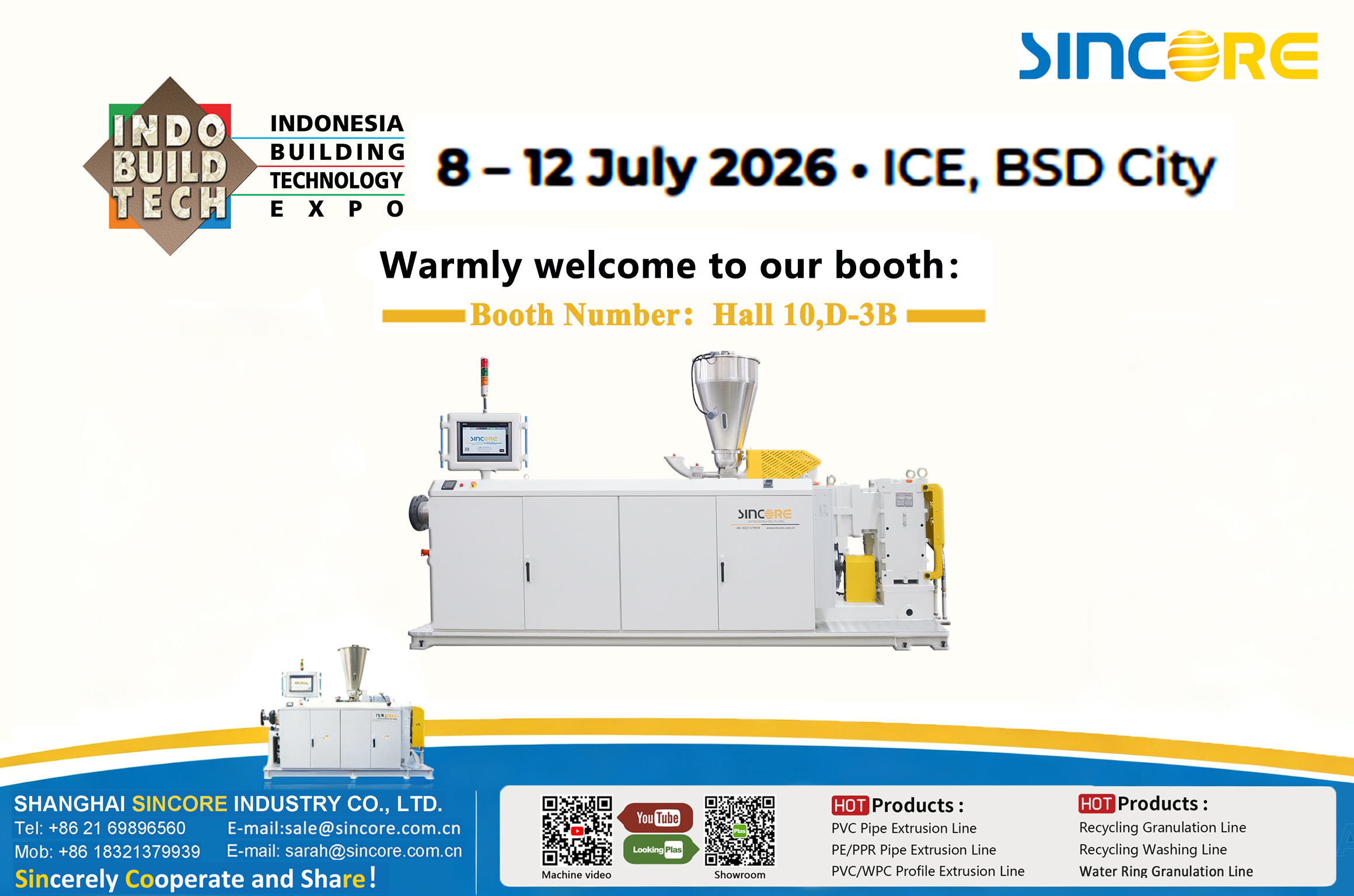Bienvenido a nuestro stand: Hall 10.D-3B en la EXPO DE TECNOLOGÍA DE CONSTRUCCIÓN DE INDONESIA